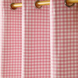 Homescapes Pink Cotton Gingham Eyelet Curtains 137 X 182 Cm - thumbnail 3