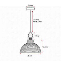 Ledsone Vintage Curvy Dome Ceiling Pendant Light Fitting 95Cm Adjustable Hanging Ceiling Fixture 26Cm Metal Green Brass - thumbnail 7