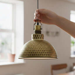 Ledsone Vintage Curvy Dome Ceiling Pendant Light Fitting 95Cm Adjustable Hanging Ceiling Fixture 26Cm Metal Green Brass - thumbnail 4