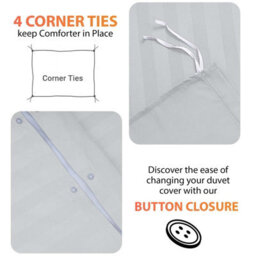 Aspire Homeware White Duvet Cover Complete Set, Reversible Modern Bedding Set, Single (L)200Cm X (W)135Cm - thumbnail 3