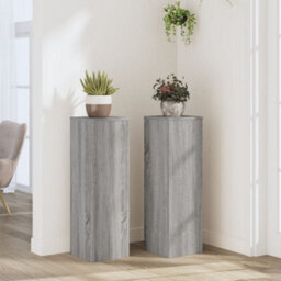 Walplus Plant Stand 2Pcs Grey Sonoma 25X25X80 Cm Engineered Wood - thumbnail 1