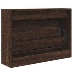 Vidaxl Shoe Cabinet Brown Oak 80X21X57 Cm Engineered Wood - thumbnail 7