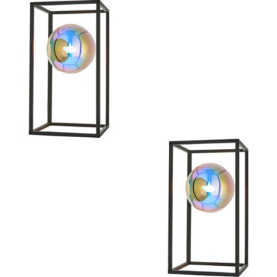 Loops 2 Pack Matt Black Table Lamp - Iridescent Glass Shade - 3W Led G9 - image 1