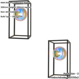 Loops 2 Pack Matt Black Table Lamp - Iridescent Glass Shade - 3W Led G9 - thumbnail 2