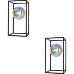 Loops 2 Pack Matt Black Table Lamp - Iridescent Glass Shade - 3W Led G9 - thumbnail 1
