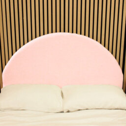"Urban Textures - Lunara Luxury 20"" High Boucle Fabric Upholstered Arch Headboard Headboard - Pink" - thumbnail 1