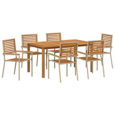 Berkfield Modern Garden Dining Set 7 Pcs Beige Poly Rattan