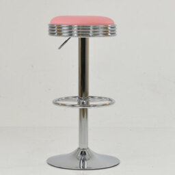 Lakeland Furniture American Diner Pink Faux Leather Chrome Adjustable Base Bar Stool - thumbnail 5