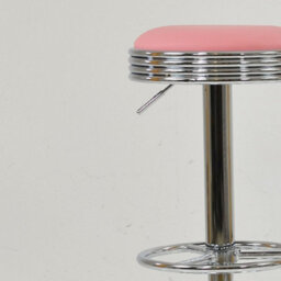 Lakeland Furniture American Diner Pink Faux Leather Chrome Adjustable Base Bar Stool - thumbnail 6
