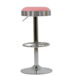 Lakeland Furniture American Diner Pink Faux Leather Chrome Adjustable Base Bar Stool