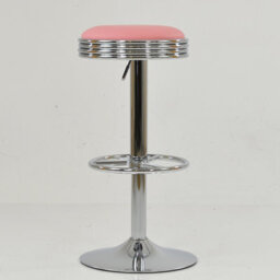 Lakeland Furniture American Diner Pink Faux Leather Chrome Adjustable Base Bar Stool - thumbnail 4