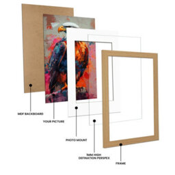 Ak Frames Light Oak 6X4 Frame With 5X3 Mount And Perspex Front - thumbnail 4