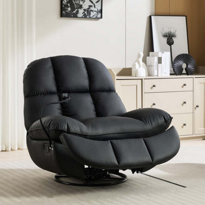 More4Homes Chicago Faux Leather Swivel & Rocker Manual Recliner Chair Black - image 1