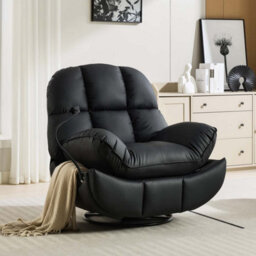 More4Homes Chicago Faux Leather Swivel & Rocker Manual Recliner Chair Black - thumbnail 5