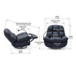 More4Homes Chicago Faux Leather Swivel & Rocker Manual Recliner Chair Black - thumbnail 7