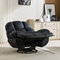 More4Homes Chicago Faux Leather Swivel & Rocker Manual Recliner Chair Black - thumbnail 2