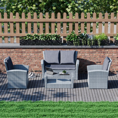 Lassic Vida Designs 4 Seater Garden Rattan Set With Outdoor Sofa, Table, Chairs And Cover, Grey - image 1