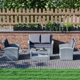 Lassic Vida Designs 4 Seater Garden Rattan Set With Outdoor Sofa, Table, Chairs And Cover, Grey