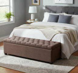 Linoso Chesterfield Truffle Ottoman Storage Box With Square Wooden Legs - Upholstered Blanket Box (137W X 40D X 45H Cm) - thumbnail 4