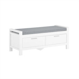 Sobuy Fsr74-W, 2 Drawers Shoe Rack Hallway Storage Bench With Seat Cushion,white,w100Xd40Xh40