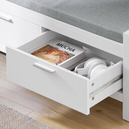 Sobuy Fsr74-W, 2 Drawers Shoe Rack Hallway Storage Bench With Seat Cushion,white,w100Xd40Xh40 - thumbnail 4