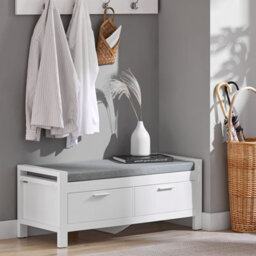 Sobuy Fsr74-W, 2 Drawers Shoe Rack Hallway Storage Bench With Seat Cushion,white,w100Xd40Xh40 - thumbnail 2