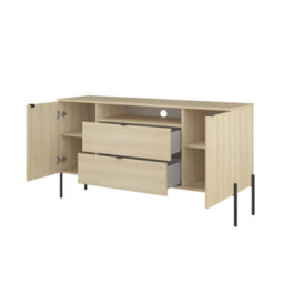 Arte Ore 26 Sideboard Cabinet 140 Cm In Oak Lindberg - Warm Wood-Effect Sideboard With Media Storage - thumbnail 3