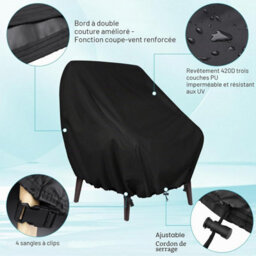 Garden Chair Cover, Armchair Cover 89 97 74Cm, Protective For Outdoor Chairs, Waterproof 600D Oxford Fabric - thumbnail 3