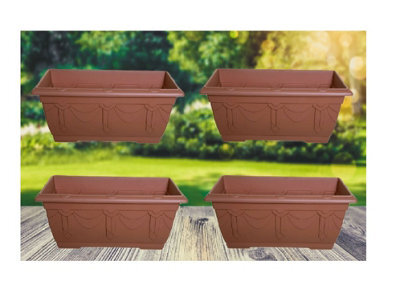 Whitefurze 4 X Large Venetian Patio Planter Trough Plant Pot 60Cm Plastic Terracotta Colour Pot - image 1