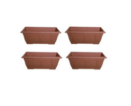 Whitefurze 4 X Large Venetian Patio Planter Trough Plant Pot 60Cm Plastic Terracotta Colour Pot - thumbnail 2