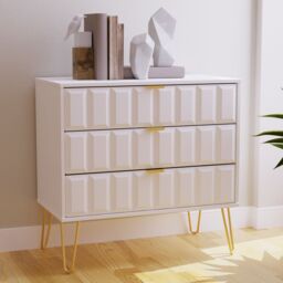 Bologna Ready Assembled Matt White No Effect 3 Drawer Wide Chest (H)695mm (W)765mm (D)415mm - thumbnail 3