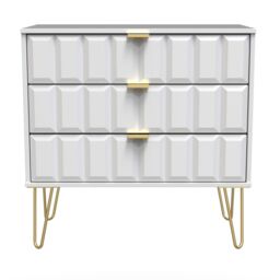 Bologna Ready Assembled Matt White No Effect 3 Drawer Wide Chest (H)695mm (W)765mm (D)415mm - thumbnail 2