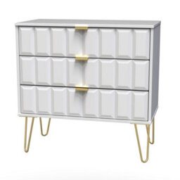 Bologna Ready Assembled Matt White No Effect 3 Drawer Wide Chest (H)695mm (W)765mm (D)415mm - thumbnail 1