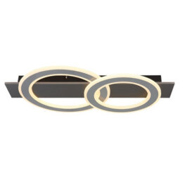 Luminosa Lighting Luminosa Jayden 2 Ring Integrated Led Semi Flush Ceiling Light Anthracite Brushed 2X Led 3000K - thumbnail 3