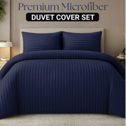 Lazzaro Luxury Satin Stripe Double Duvet Cover Set In Premium Microfibre Hotel Quality Ultrasoft Hypoallergenic Quilt Bedding Sets