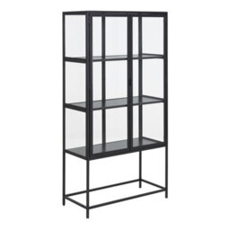 Furniture To Go Seaford 2 Glass Door Display Cabinet In Black - thumbnail 1