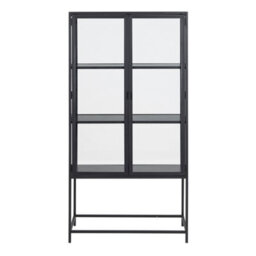 Furniture To Go Seaford 2 Glass Door Display Cabinet In Black - thumbnail 2