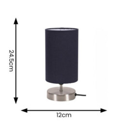 Valuelights Francis Brushed Chrome Touch Table Lamp With Navy Shade And Bulbs - thumbnail 8