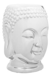 Orsina Silver Buddha Ceramic Side Table, Modern Silver Side Table, Buddha Face Side Table, Modern Side Table - thumbnail 2
