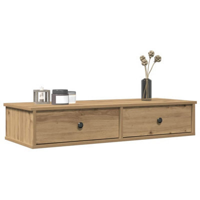 Walplus Wall Shelf With Drawers Artisian Oak 100X37.5X19 Cm Engineered Wood - image 1