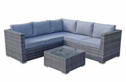 Signature Weave Georgia Wicker Corner Sofa Seat Coffee Table + Ice Bucket Grey - thumbnail 5