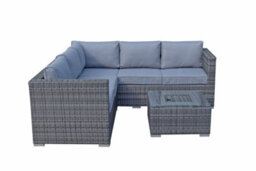 Signature Weave Georgia Wicker Corner Sofa Seat Coffee Table + Ice Bucket Grey - thumbnail 4