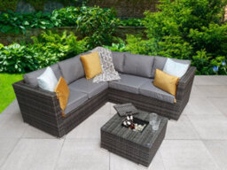 Signature Weave Georgia Wicker Corner Sofa Seat Coffee Table + Ice Bucket Grey - thumbnail 3