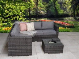Signature Weave Georgia Wicker Corner Sofa Seat Coffee Table + Ice Bucket Grey - thumbnail 2