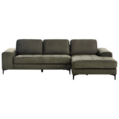 Beliani Corner Sofa 4 Seater Kiruna Velvet Dark Green Left Hand - image 1