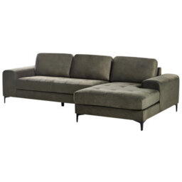 Beliani Corner Sofa 4 Seater Kiruna Velvet Dark Green Left Hand - thumbnail 4