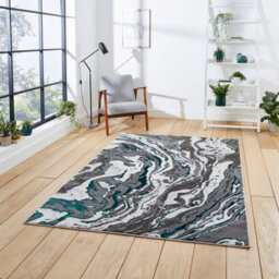 Grey Green Abstract Modern Easy To Clean Rug For Dining Room-120Cm X 170Cm - thumbnail 1