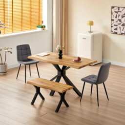 Kosy Koala Modern Dining Table Set With 2 Grey Velvet Chairs And Bench  Dining Room Furniture Set