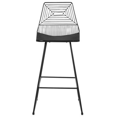 Beliani Set Of 2 Black Metal Counter-Height Dining Chairs With Faux Leather Seats And Wired Openwork Backrest - image 1