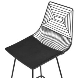 Beliani Set Of 2 Black Metal Counter-Height Dining Chairs With Faux Leather Seats And Wired Openwork Backrest - thumbnail 7
